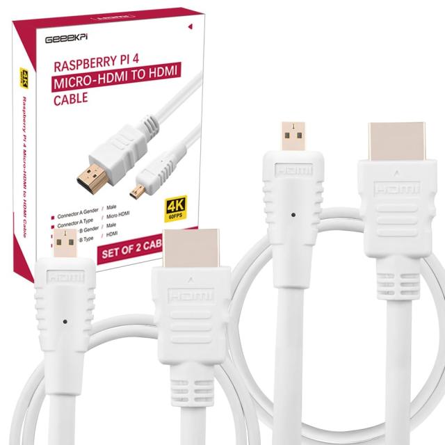 【中古】 GeeekPi HDMI ケーブル 1m ホワイト Raspberry Pi 4 Micro HDMI-HDMI ケーブル Raspberry Pi 4対応 (2本入)の通販は 5,198円