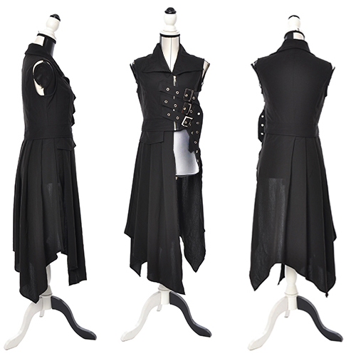 送料無料 ゴスロリ ワンピース ヴァンパイア プリンス アシンメトリー ライダース ジレ 氣志團 変形 パンク 原宿系 コスプレ サバゲー 衣装 衣裳 ナイト かっこいい 騎士 モード 戦士 リーダー ハロウィン 日時指定不可