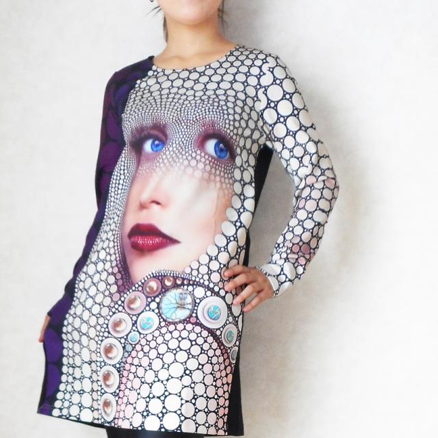 送料無料 ワンピース 長袖 おしゃれ 個性的 ミステリアス 秋冬 マダム 黒白 モザイク モード系 メドゥーサ 魔女 マレフィセント カスバのの通販はau Pay マーケット プラスチカネットショップ