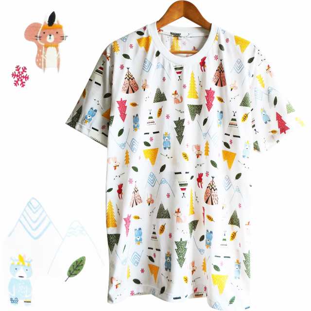 送料無料 ｔシャツ メンズ レディース 総柄 ゆめかわいい Tipi キャンプ グランピング ボーイスカウト 北欧 テント 山ガール うさぎ きつの通販はau Pay マーケット プラスチカネットショップ