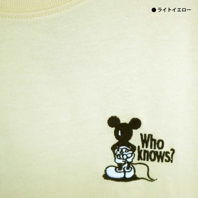 送料無料 ディズニー Tシャツ ミッキーマウス whoknouws 刺繍 ワンポイント ビッグサイズ 後ろ姿 disney 半袖 レディース メンズ  シンプ