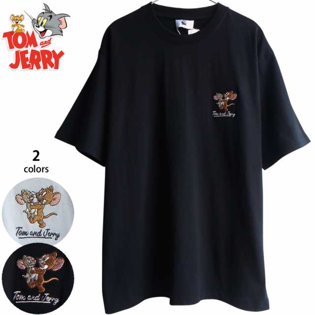 送料無料 トムとジェリー メンズ Tシャツ 半袖 刺繍 ワンポイント ニブルス タフィー シンプル かわいい Tom&Jerry アメコミ レディース