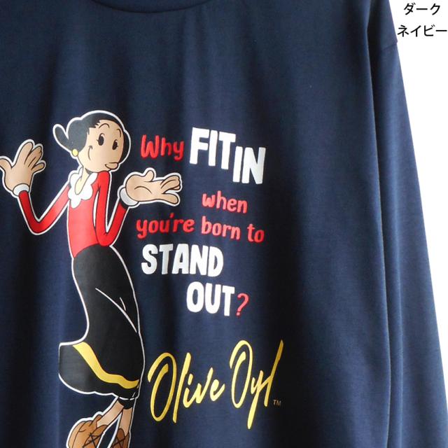 送料無料 長袖Tシャツ ロンT オリーブ ポパイ メンズ カットソー