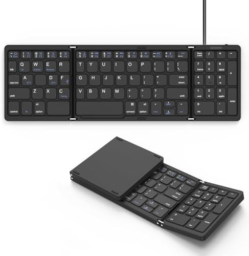 Omikamoキーボード ワイヤレス 折り畳み式 ipad/iphone キーボード 有線 テンキー付き bluetooth キーボード 英語配