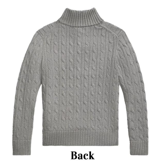 ポロラルフローレン コットンケーブルニット L グレー ハーフジップ ポニー POLO RALPH LAUREN ポロ ラルフローレン セーター ニット ハーフ