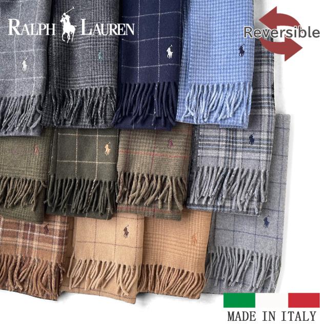 ポロ ラルフローレン リバーシブル マフラー チェック PC0945 PC0743 イタリア製 メンズ レディース タータンチェック ウィンドーペーン 千鳥格子 POLO RALPH LAUREN ラルフ polo ブランド 男性 女性 男女兼用 プレゼント ギフト クリスマス 成人式