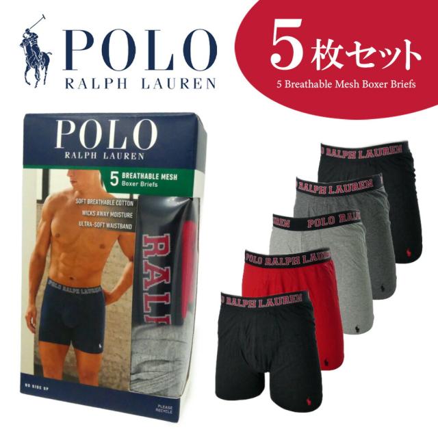 【5枚セット】 ポロ ラルフローレン メンズ  ボクサーパンツ 5枚セット アンダーウェア NMBBP5 POLO RALPH LAUREN ラルフ インナー 下着 パンツ  ボクサーブリーフ コットン 綿 ワンポイント 無地 シンプル ブランド 男性 人気 おしゃれ まとめ買い 父の日 ギフト プレゼント