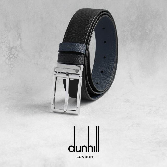 ダンヒル リバーシブル ベルト DU24R4T19AA dunhill メンズ 男性 ブランド イタリア製 革 レザー 本革 3.5cm 35mm ブラック 黒 青 紺 ギフト プレゼント クリスマス 成人式
