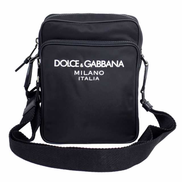 ドルチェ&ガッバーナ バッグ メンズ DOLCE&GABBANA 斜め掛けショルダーバッグ ラバー加工ロゴ ナイロン ブラック/ホワイト BM2294 AG182