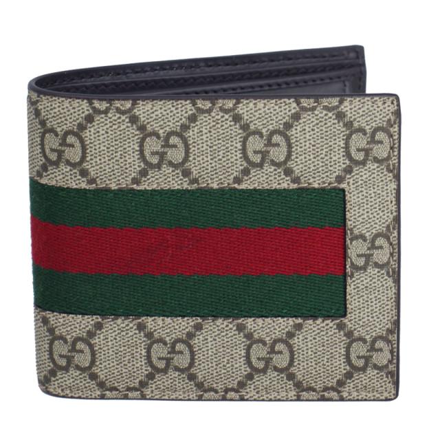 グッチ 財布 メンズ GUCCI 二つ折り財布 ウェブストライプ GGスプリームキャンバス×レザー ベージュ系×マルチカラー 779854 KHN4N 9791の通販は