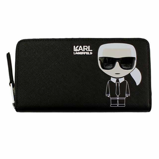 カールラガーフェルド 財布 レディース KARL LAGERFELD ラウンドファスナー長財布 ブラック K/アイコニック ジップ アラウンド ウォレッ