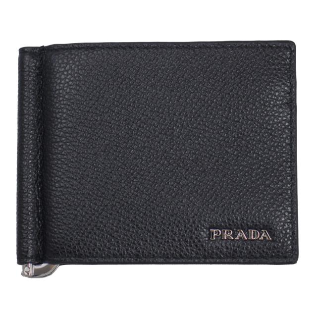 PRADA 財布 マネークリップ ブラックレザー プラダ マネークリップ