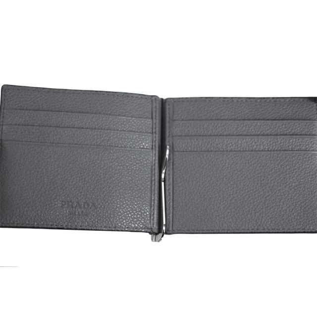 プラダ マネークリップ PRADA 財布 メンズ レザー ブラック/グレー