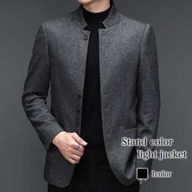 ノーカラージャケット メンズ スタンドカラーライトジャケット 30代 20代 ビジネス ブランド おしゃれ 冬 春 40代 50代 黒 秋 人気 フォーマル ノーカラーコートの通販は