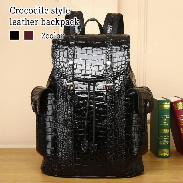 リュック メンズ クロコダイル調レザーリュック ビジネスリュック 冬 大学生 小さめ 40代 アウトドア 秋 パソコン バッグ 撥水 10代 おしゃれ 大容量 40L ビジネスバッグ 2WAY 本革 軽量 リュックサック レザー 通勤 ビジネス ブランド 春 PC スポーツ カジュアル 夏 革の通販は 14,981円