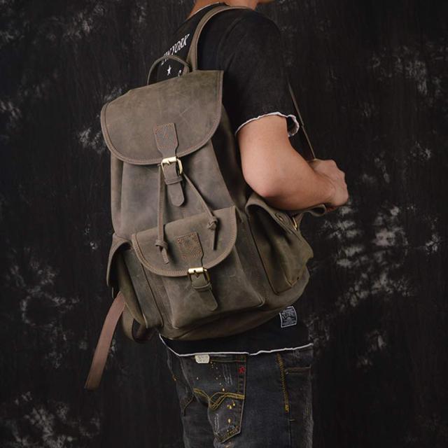 リュック メンズ マルチポケット本革リュック ブランド ビジネス 大容量 安い おしゃれ 50代 20代 旅行 革 通勤 30代 40代 本革 軽量 軽い A4 皮 レザー 人気の通販は