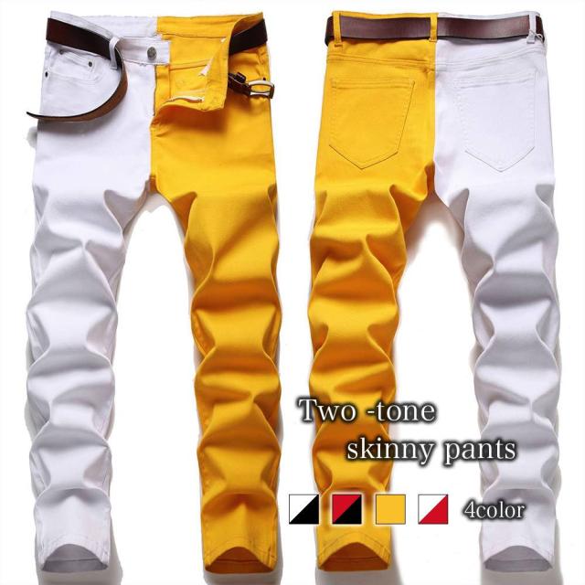 テーパードパンツ メンズ ツートンスキニーパンツ 30代 春 おしゃれ 黒 40代 人気 50代 ストレートパンツ ブランド 綿 細身 スーツ ゴム 夏 冬 20代 秋 5,380円