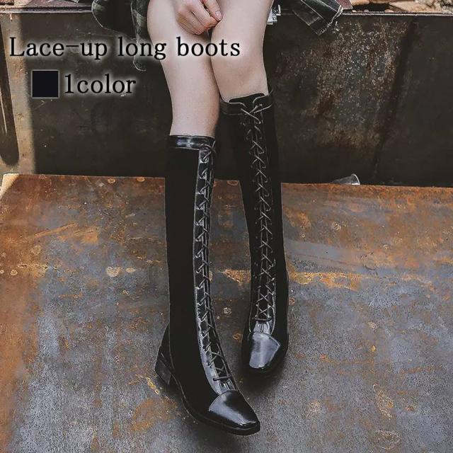 ロングブーツ レディース レースアップロングブーツ ストレッチ 厚底 防寒 ジョッキーブーツ 暖かい レース ローヒール ぺたんこ 春 革 ムートンブーツ 歩きやすい 秋 ショートブーツ ミドルブーツ スエード 冬 防水 編み上げ 大きいサイズ ワイド レザー 疲れないの通販は 10,380円