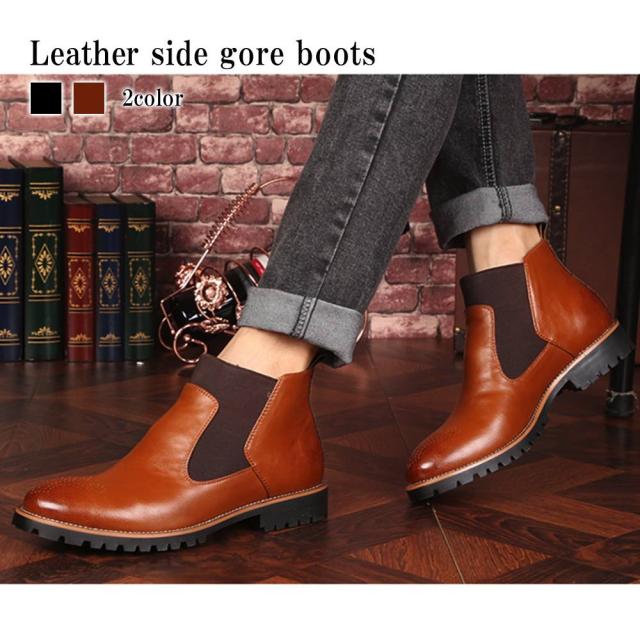 ブーツ メンズ レザーサイドゴアブーツ 完全 スエード フロント 滑らない サイドジップ 軽い 防水 春 靴 本革 あったか シューズ 秋 ジッパー 人気 冬 ワーク 暖かい 夏 大人 防寒 ブーツブランド 革 レザー セット ファスナー 幅広 モード ハイカット 黒 ロングの通販は 14,080円