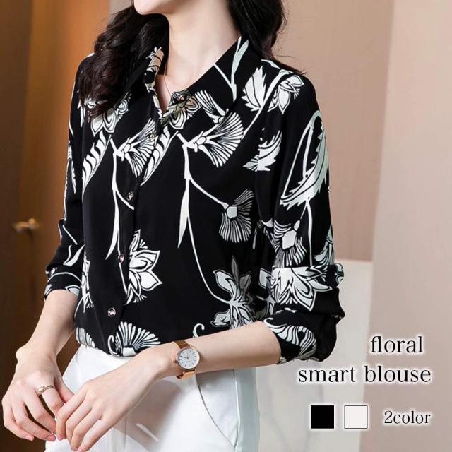 ブラウス レディース 花柄スマートブラウス 夏 秋 黒 30代 おしゃれ 冬 オフィス 40代 長袖 20代 春 レース 50代 ブランド フォーマル 人気 白 シャツの通販は 12,580円