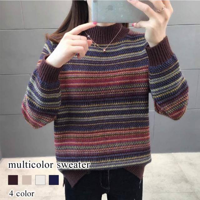 セーター レディース マルチカラーセーター 北欧 ブランド 赤 40代 20代 おしゃれ 白 かわいい 冬 ハイネック 夏 黒 春 30代 人気 60代 安い 秋 50代の通販は 5,780円