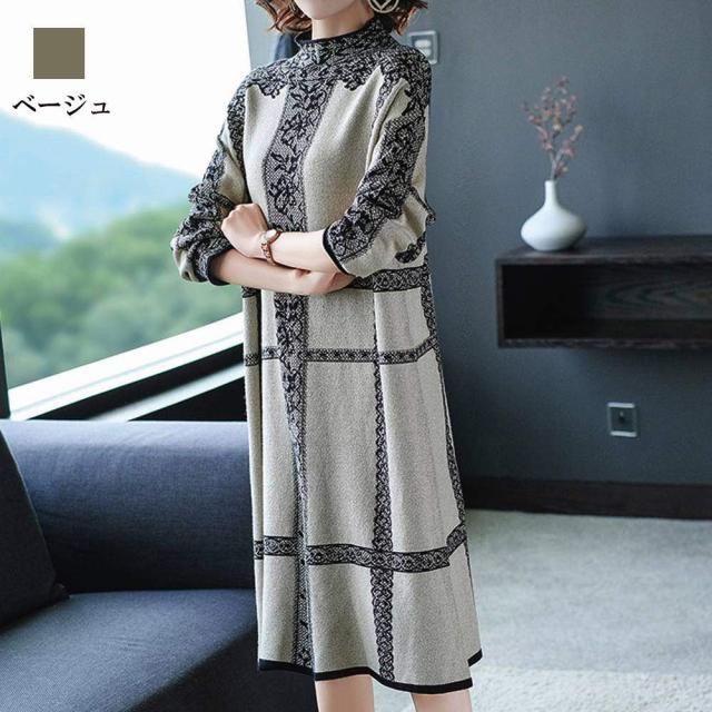 ワンピース レディース 刺繍ハイネックワンピース 20代 大人 アウトドア Aライン 体感 トップス 冬 秋 春 韓国 厚手 きれいめ カジュアル しっかり 40代 ニット 白 かわいい スカート ネック 大きいサイズ 人気 ロング 安い 50代 ブランド 長袖 黒 前開き おしゃれの通販は