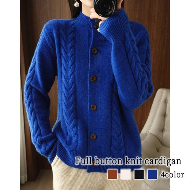 カーディガン レディース フルボタンニットカーディガン ベージュ ブランド 厚手 ロング あったか ゆったり ニット ケーブル きれいめ 人気 大きいサイズ ジャケット 丸首 長袖 黒 Vネック ショート丈 秋 オフィス フリース ブラック 春 生地 冬 暖かい ウール おしゃれの通販は 5,096円