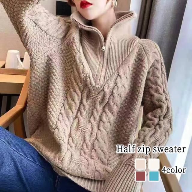 セーター レディース ハーフジップセーター 人気 ハイネック ゆる 柄 ふわふわ ざっくり 洗える 春 冬 ノルディック 長袖 黒 厚手 ニットセーター ケーブル編み おしゃれ かわいい ニット 白 ロング トレーナー Vネック 秋 タートルネック ブランド クルーネックの通販は 5,292円