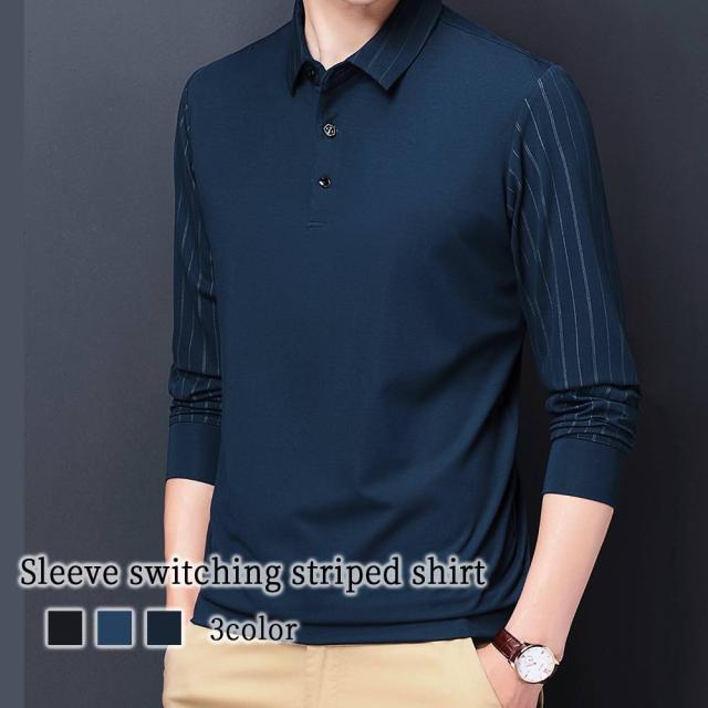 ポロシャツ メンズ 袖切り替えストライプシャツ 前開き 黒 介護 シニア ブランド 暖か おすすめ おしゃれ 春 ゆったり 長袖 厚手 襟付き 白 冬 ゴルフ コーデ 40代 60代 ウェア 着こなし 大きいサイズ ビジネス 防寒 あったか 秋 作業着 綿 シャツ ゴルフウェア 人気の通販は