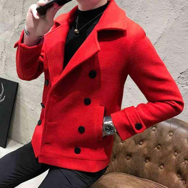 ピーコート メンズ 学生 冬 ロング チェスターコート ハーフ