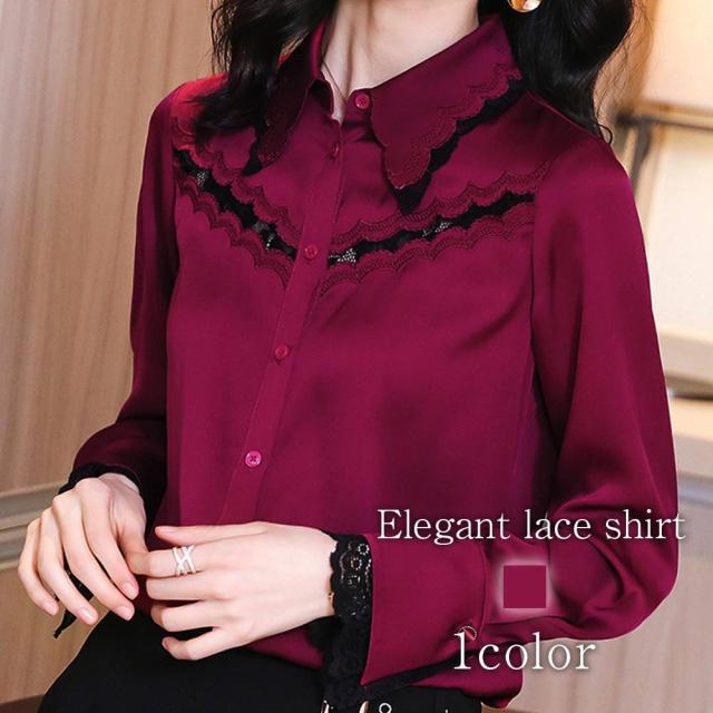 ブラウス レディース エレガントレースシャツ フリル ブランド きれいめ スーツ ワンピース 長袖 カットソー 冬 Tシャツ ノーアイロン 事務服 高品質 オフィス レース 黒 おしゃれ ボウタイ 春 シャツ シフォン カジュアル 安い 人気 秋 厚手 白 フォーマル 50代の通販は