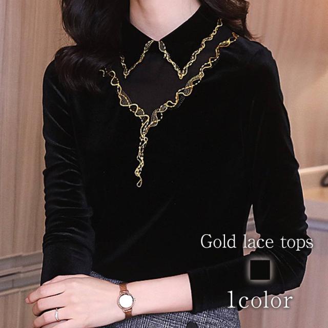 ブラウス レディース ゴールドレーストップス おしゃれ 秋 黒 カットソー Tシャツ フリル レース オフィス ワンピース 長袖 白 フォーマル 高品質 人気 シフォン 春 シャツ ノーアイロン ブランド カジュアル 安い スーツ きれいめ 事務服 50代 厚手 冬 ボウタイの通販は