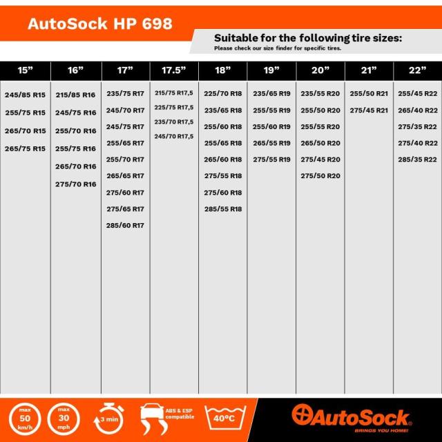 オートソック 布製 タイヤチェーン 【698】 215/85R16,215/75R17.5,225/75R17.5,235/75R17,245/75R16,245/75R17,245/85R15,255/75R15,255/75R16,265/75R15,225/70R18,235/70R17.5 など | AUTOSOCK 非金属チェーン チェーン規制適合 冬 緊急脱出 雪 凍結 路面 大口径 ASK HP698_7