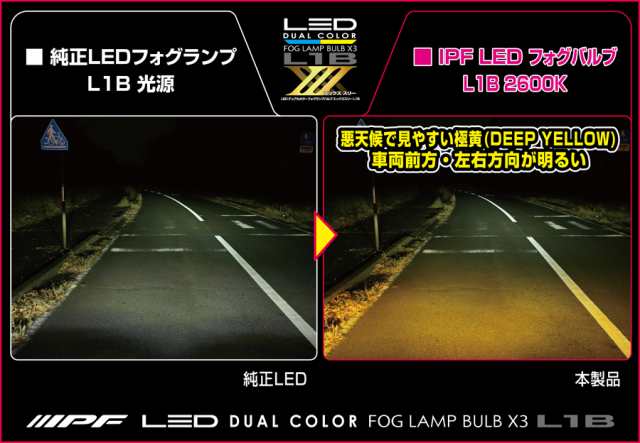 IPF LED デュアルカラー フォグランプバルブ X3 L1B 2600K / 6500K【5LDFLM】| アイピーエフ フォグランプ  エックス・スリーシリーズ ランプ ライト 3年保証 車検対応の通販はau PAY マーケット - モーストプライス | au PAY  マーケット－通販サイト