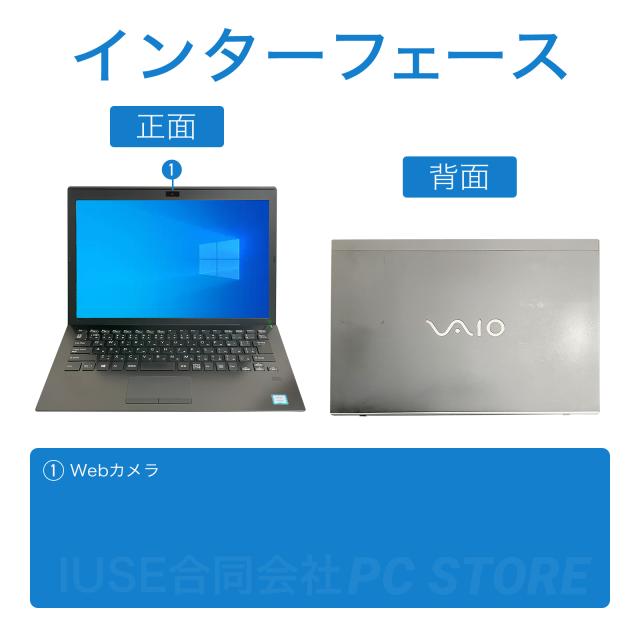 ノートパソコン 中古 Core i7 7500U/メモリ16GB/SSD256GB/Windows10 WPS Office搭載 SONY VAIO VJPG11C12N 13.3インチ/初期設定済み_2