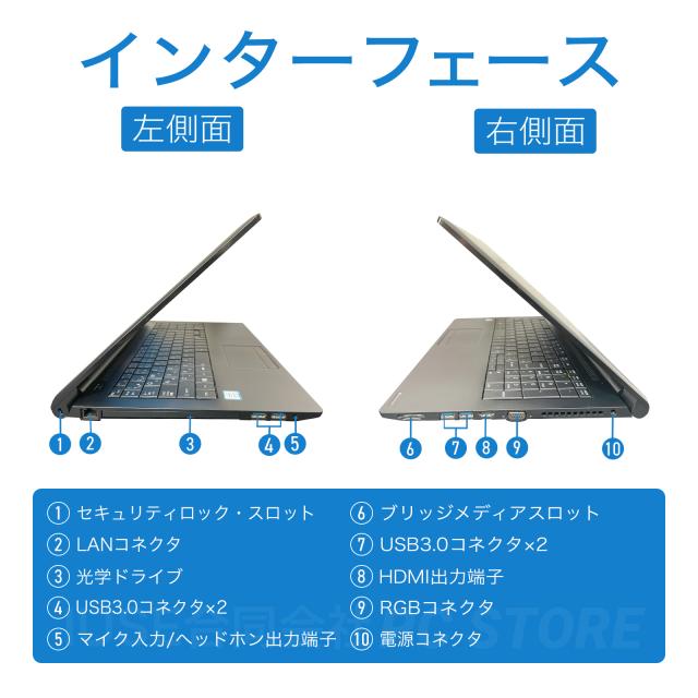 ノートパソコン 中古 Core i5-8250U/メモリ16GB/SSD512GB/Windows11 MS 