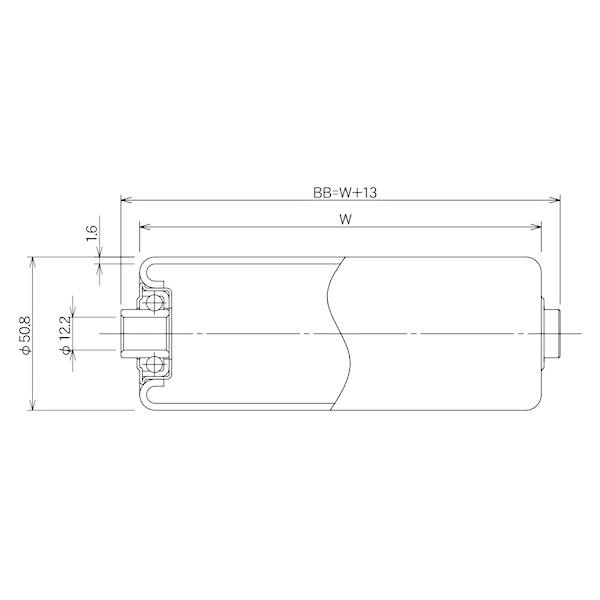 R-5015P ローラ径 Φ50.8 ローラ幅900W 軸付き コンベヤ ローラ 単体