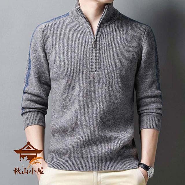 ニット セーター メンズ カシミヤ100％ ハーフジップ カシミヤセーター