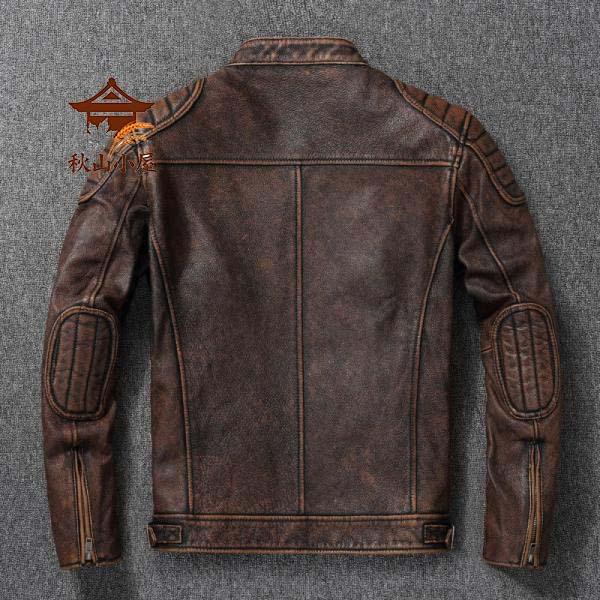 ライダースジャケット 本革 メンズ シングル レザージャケット 立ち襟 秋冬 革ジャン 皮ジャン バイク 防風 ブルゾン B系 冬服 バイカー_17