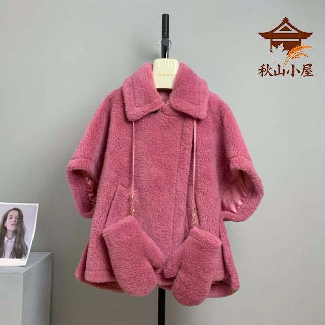 ケープ ケープコート アウター テディ ウールコート ファー マント