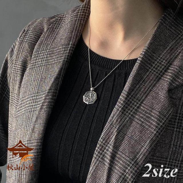 ネックレス ペンダント プレート ボールチェーン 六角形 多角形 ヴィンテージ アンティーク 個性的 アクセサリー レディース モチーフ シンプル お