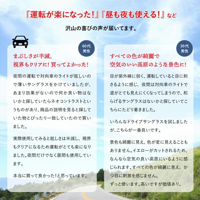 ネオコントラスト テクノロジー サングラス 【レビューでポイント10%還元】 調光サングラス ネオグラス メラニン 抑制 UVカット 夜間 運転 サングラス ナイト ドライブサングラス 鯖江 遮光 メガネ 薄い色 眼鏡 メンズ 薄い色 白内障 術後 保護メガネ 8003PHN_13