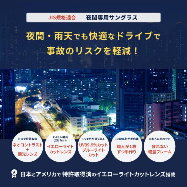 ネオコントラスト テクノロジー サングラス 【レビューでポイント10%還元】 夜間 運転 サングラス メラニン UVカット 夜釣り ナイト ドライブ サングラス 薄い色 ネオ レンズ グラス 鯖江 眼鏡 遮光 メガネ メンズ レディース 2102_5