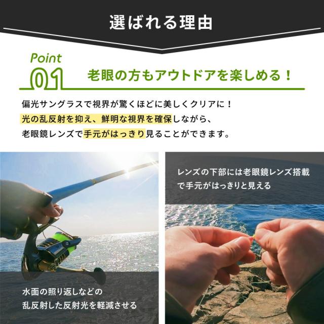 遠近 偏光サングラス 老眼鏡 サングラス バイフォーカル バイフォーカス 【レビューでポイント10%還元】 鯖江 ルーペ 釣り フィッシング サイトフィッシング 偏光グラス 渓流釣り 海釣り 海づり バス釣り スポーツ アウトドア ST12-BF_2