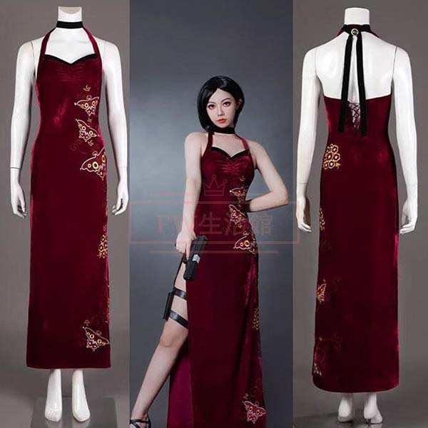 送料無料 バイオハザード RE 4 Ada Wong エイダ ウォン チャイナドレス コスプレ衣装 ウィッグ 靴 コスチューム 演出服 アニメ ゲーム ハロウィン cosplay 変装の通販は