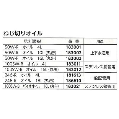 REX レッキス 50W-R 16L パイプマシン用 純正ねじ切りオイル-