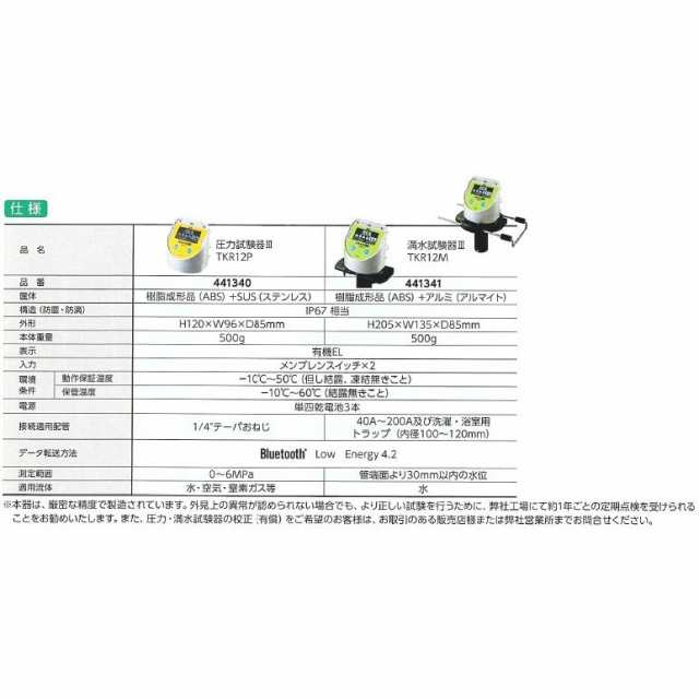 REX レッキス みるみるくん 満水試験器III 満水試験器3 TKR12M 441341