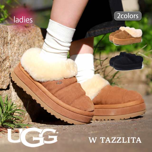 UGG W TAZZLITA BLACK CHESTNUT アグ ウィメンズ タズリア サンダル スリッパ シューズ ( レディース ウィメンズ ファー 1146390 )