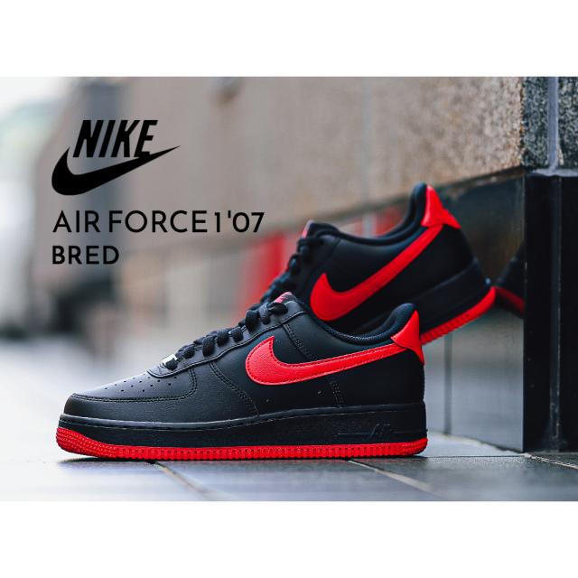 NIKE ナイキ エアフォース ロー スニーカー AIR FORCE 1 07 BRED ( 黒 ブラック 赤 レッド ブレッド メンズ FJ4146-002 )の通販は