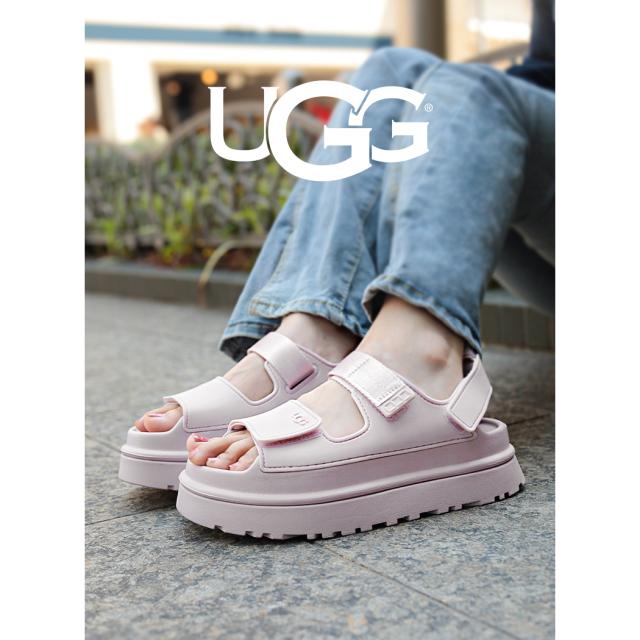UGG アグ ウィメンズ ゴールデングロウ サンダル スライド レディース W GOLDENGLOW BAY FOG ( ラバー ピンク 厚底 ストラップ かわいい 1152685 )